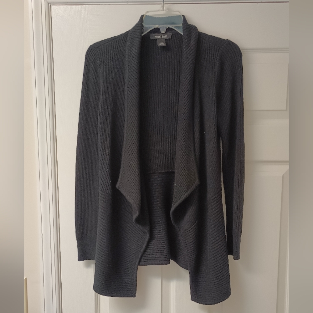 White House Black Market XS black cardigan ribbed knit black open front